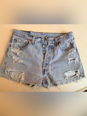 Vintage Levi’s 501 Cutoffs Reworked Distressed Denim Shorts Y2K 90s Size 24